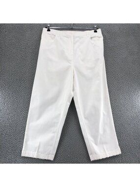 Casual Corner Jeans Womens Extra Large White Annex Capri Crochet Lace Hem NWT